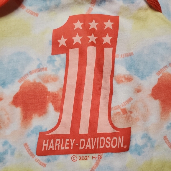 Harley Davidson 3-6 Month Old Girls Short Sleeve T shirt coral, pink, tie dye - Picture 4 of 4